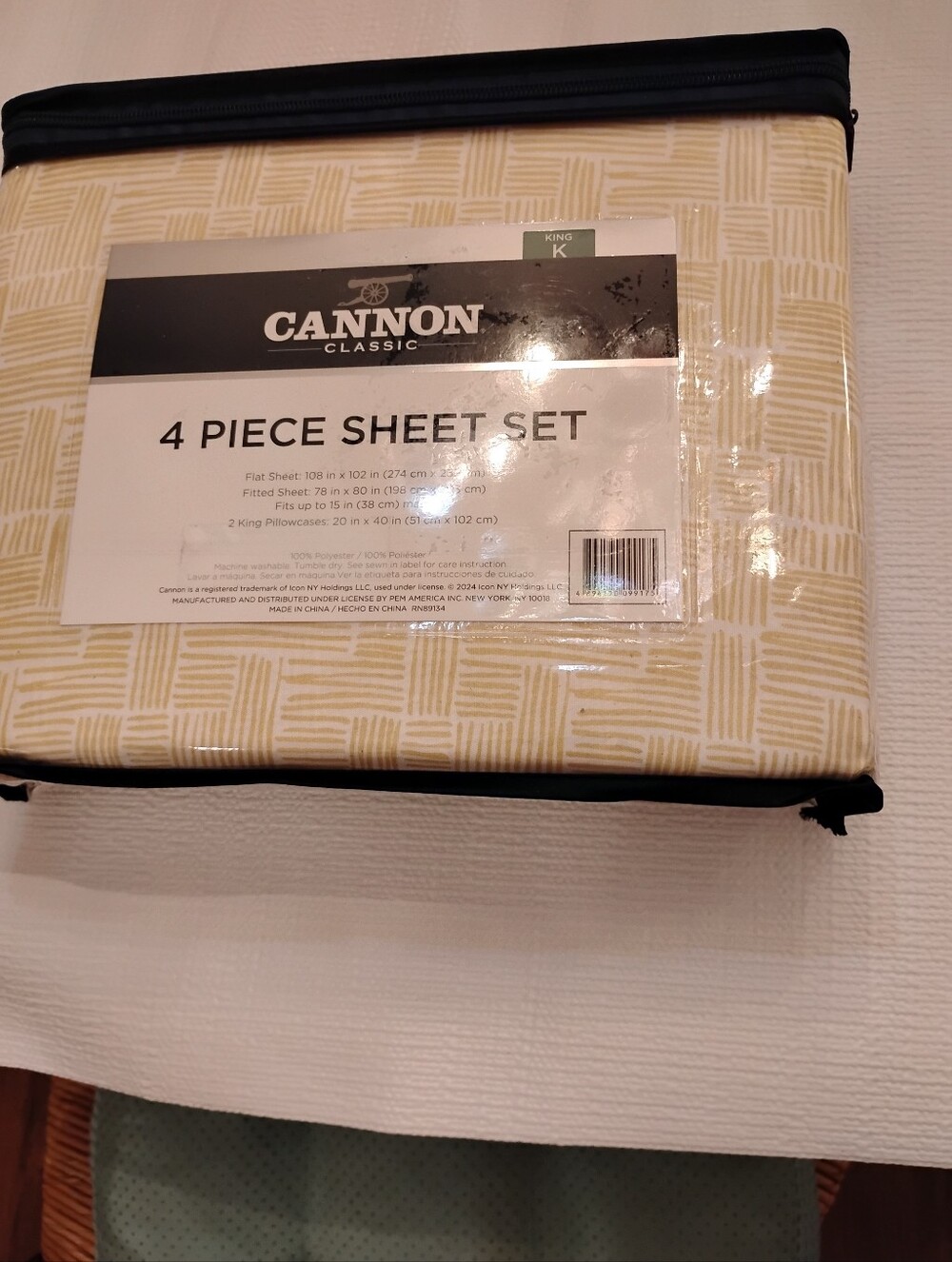 Cannon Classic 4-Piece Sheet Set - Cream Geometric